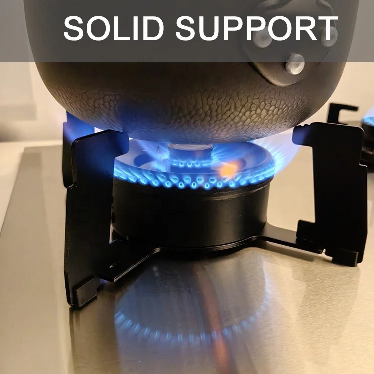 Atacado fogão a gás de 3 queimadores com queimador dobrável ignição eletrônica superior de vidro embutida para uso na cozinha