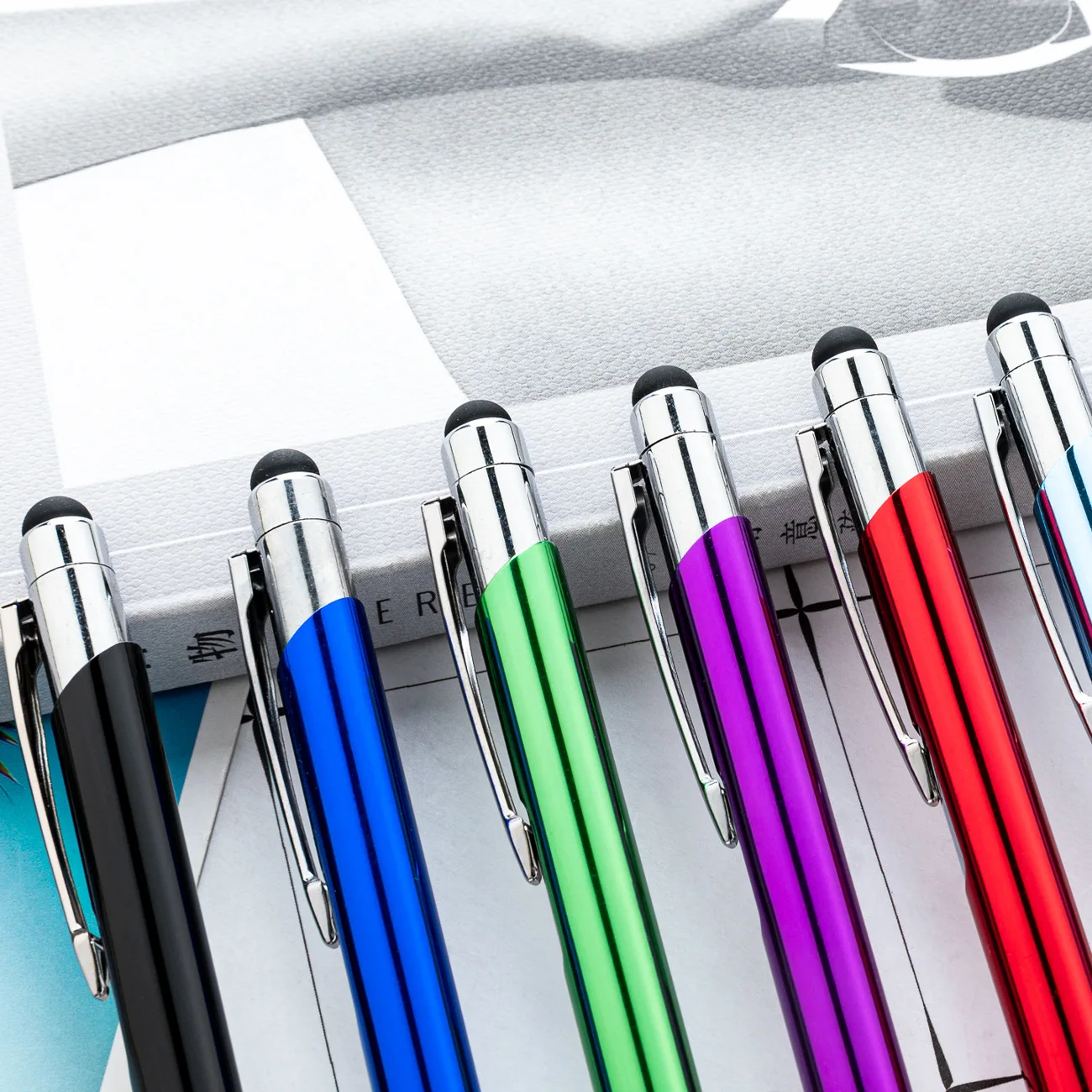 20-50Pcs Wholesale Metal Stylus Ballpoint Pens Free Customization of Logo Ball Pen Business Stationery Gift Pens Black Blue Ink