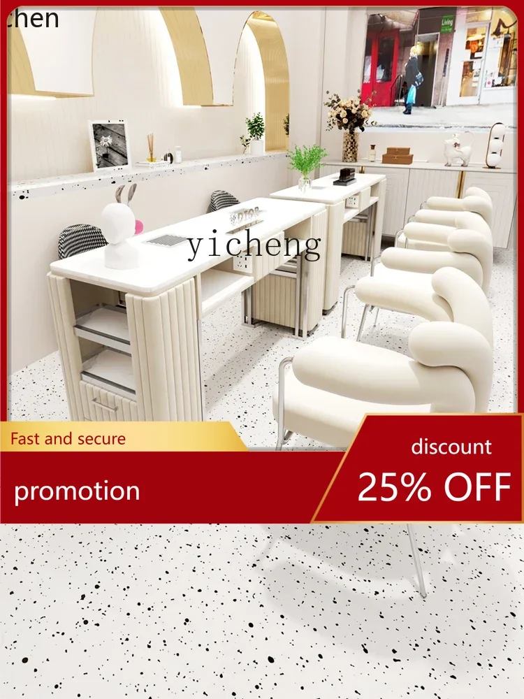 

YFY Stainless Steel New Vacuum Cleaner Nail Table and Chair Set Non-Leaking Gray Nail Table