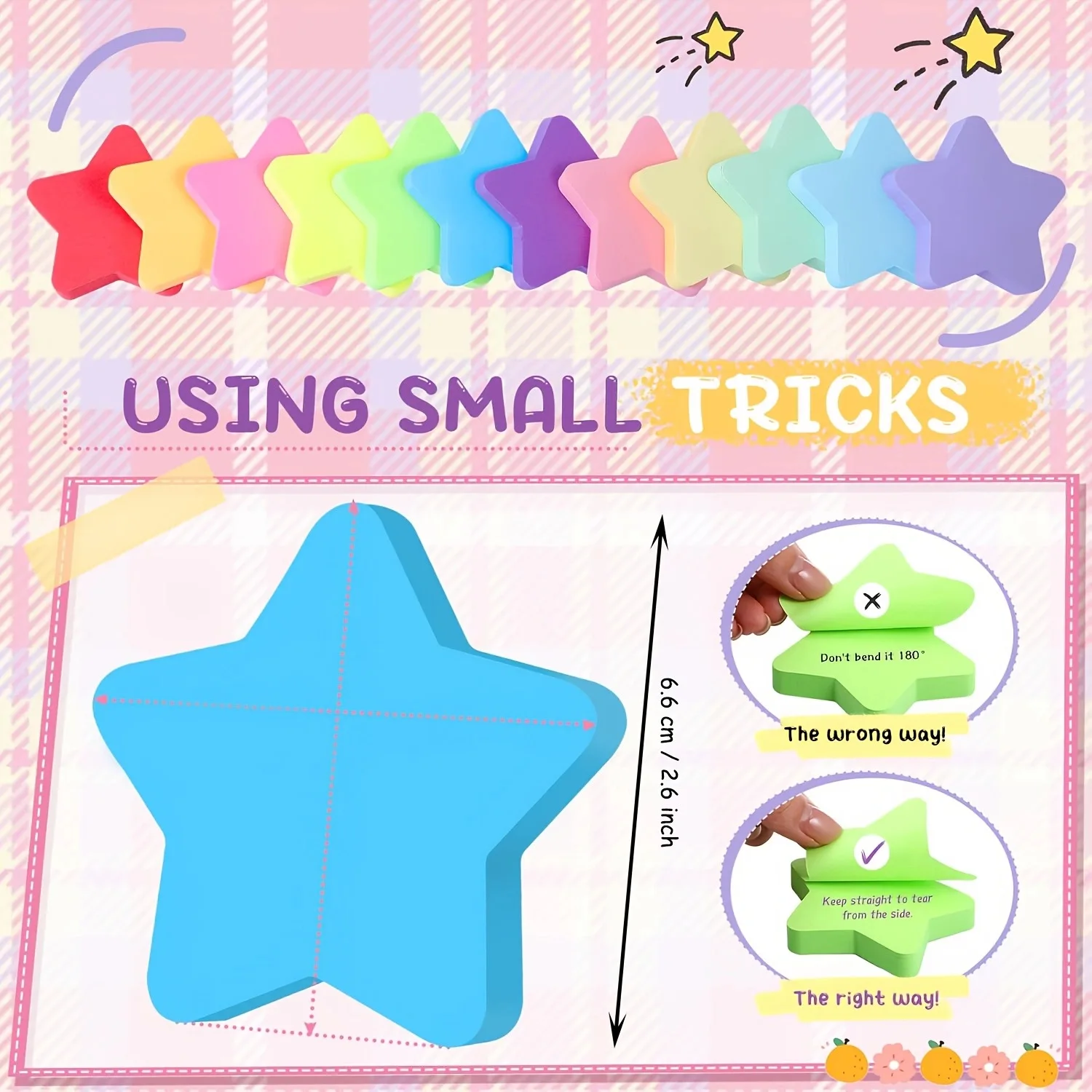 12 packs (360 sheets) 12-color star-shaped self-adhesive notepads set with category labels, suitable for offices and study plans