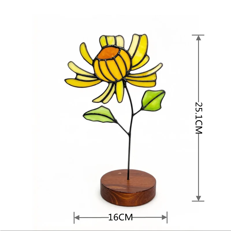 Goldene Geburtsblume aus Buntglas, personalisiertes Geschenk für Sie, eleganter Buntglas-Sonnenfänger für Geburtstage oder Jubiläen der Mutter. – Detail 15