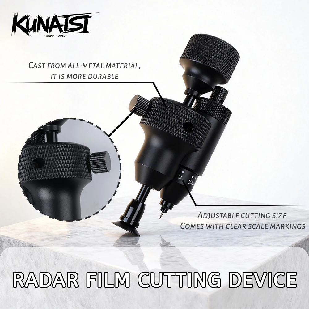 KUNAISI 18-32mm PDC Sensor Hole Cutter, 15 Sizes, 20μm Precision Adjustable with Suction Base for PPF/Vinyl Wrap/ Car Radar