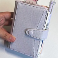 M5 small notebook light purple soft leather photo album binder mini notepad portable pocket diary