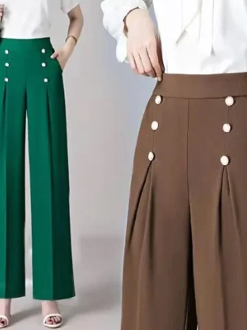 Summer Thin Wide Leg Pants Women's Loose Fit Drapey Straight Cut Pants plus Size Comfortable Loose Slimming Mid-aged Mom Nine...