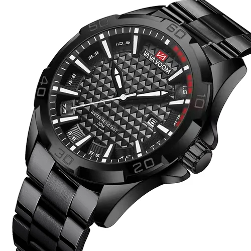 Imagen 1 del producto VA VA VOOM, relojes deportivos informales militares con calendario de cuarzo para hombre, reloj de negocios de acero inoxidable resistente al agua, reloj Masculino