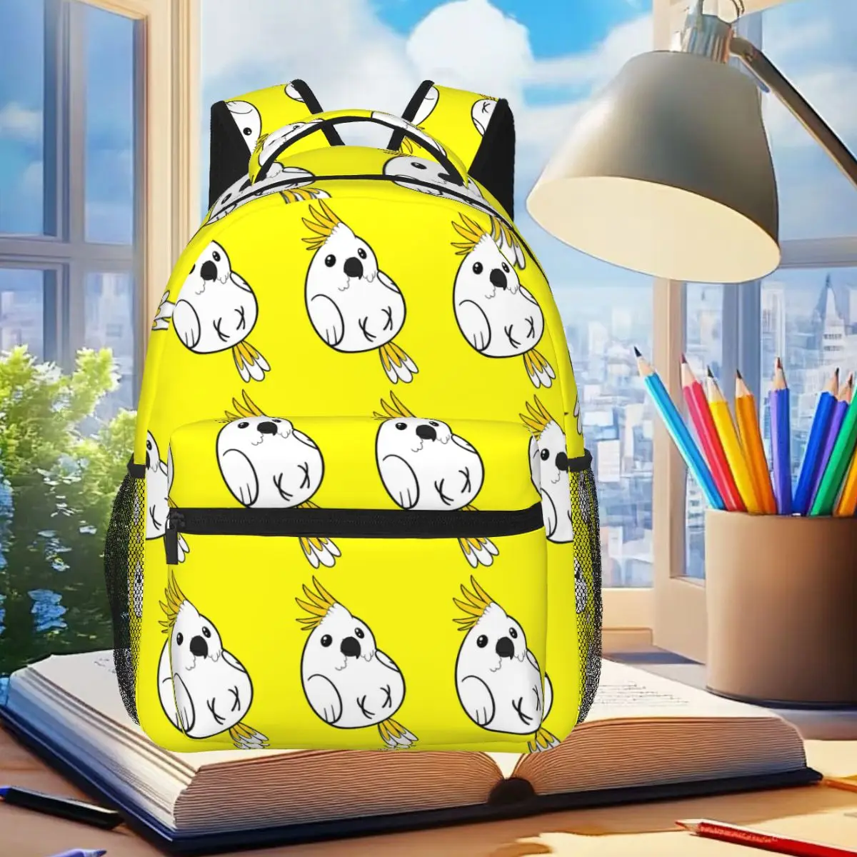 

Goodest Yellow-Crested Cockatoo Backpack Student Boys Girls BookBag Children School Bag Computer Shoulder Bags for Men Women