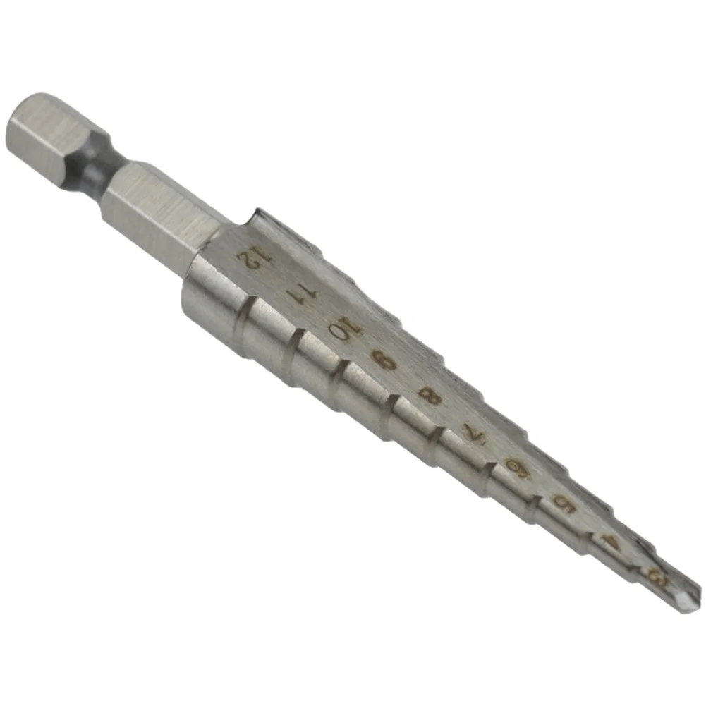 3PCS Step Drill Bits with Hexagonal Shaft and Straight Flute Made of HSS 4241 for Accurate For Metal Wood Plastic Hole Drilling