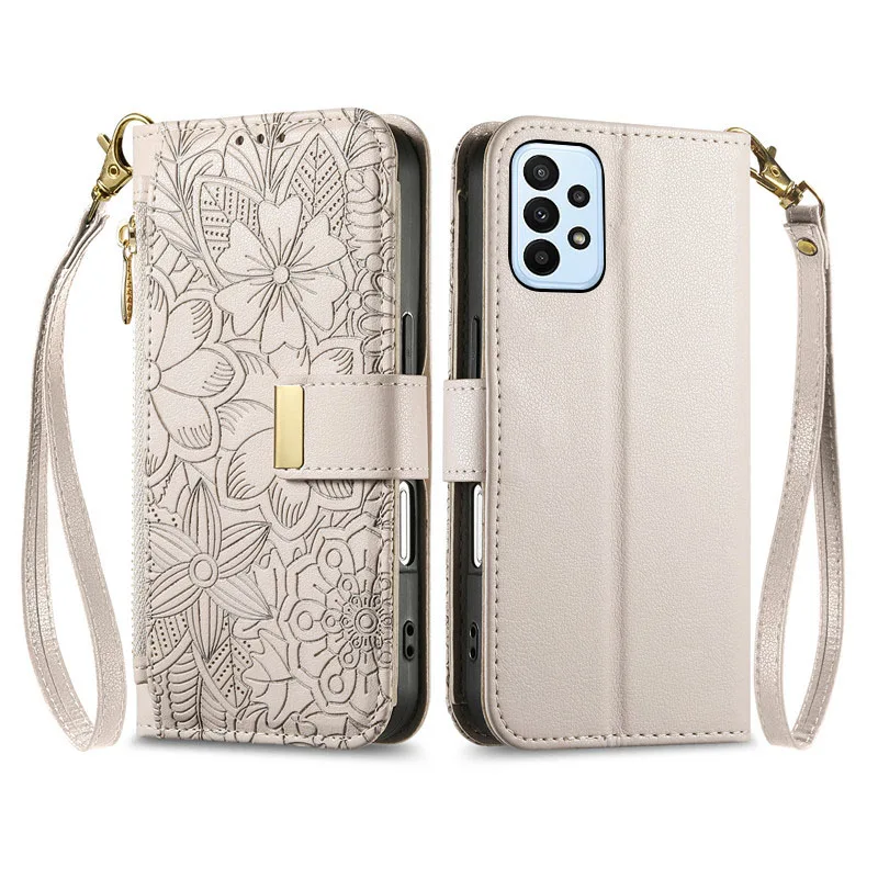

embossing PU leather Cover For Samsung Galaxy A23 A13 A73 A53 A33 A23 A52s A03 Fall prevention many card Slot Wallet phone Case