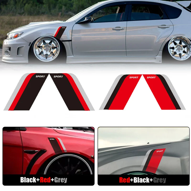 

2 Pieces Black Red Gray Universal Sport Side Door Fender Sticker Racing Vinyl Decal For Car Truck SUV Decor Accessories