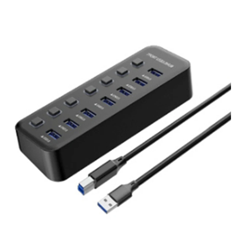 USB Hub 3.0 7 Port, USB Data Hub Splitter, 5Gbps High Speed USB Port Expander For Various USB Devices Accessories