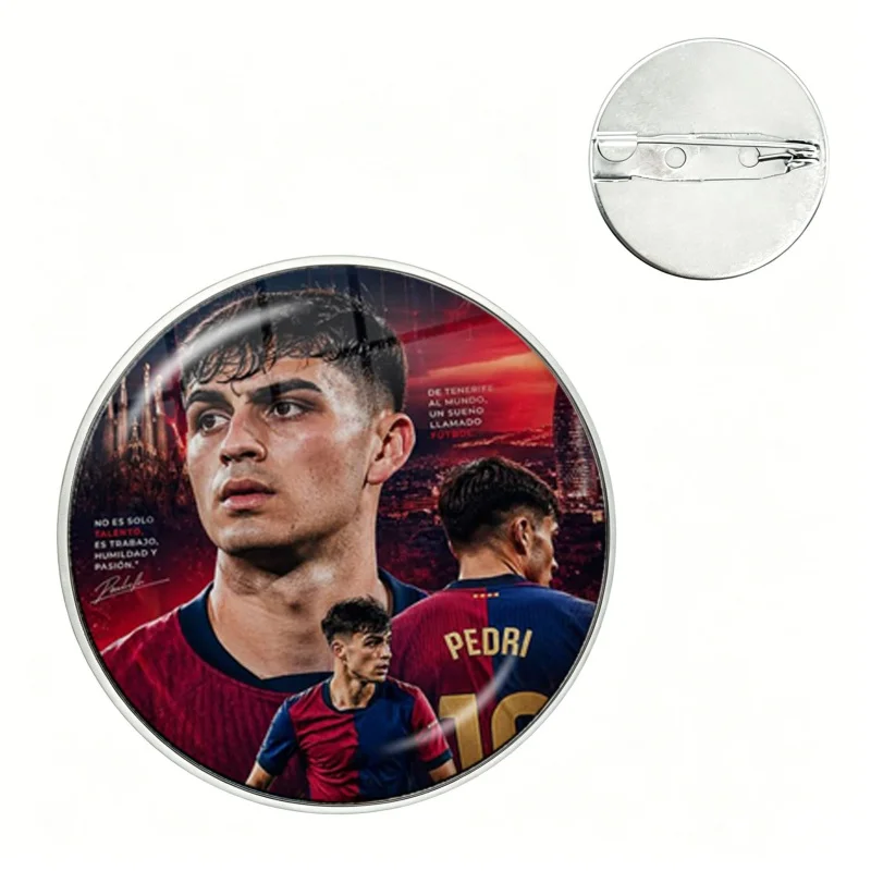 P-Pedri Spain Soccer Badges Creative Glass Dome Button PinsBrooch Badge Clothes Backpack