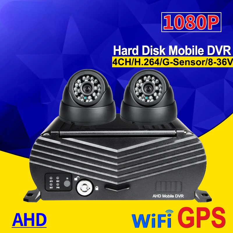 YYHC2PCS 1080P Indoor  AHD Dvr Camera +Wifi GPS HDD 4CH Hard Disk Video Recorder Car Dvr For Bus Forkit Truck +7inch car monitor