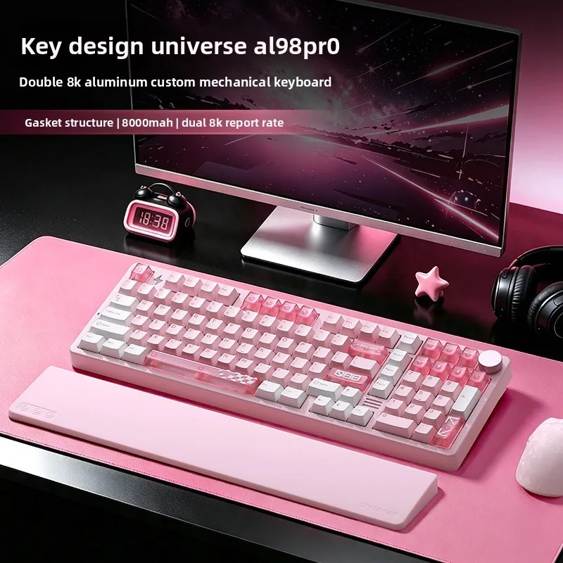 Yunzii AL98PRO Mechanical Keyboard Aluminum Alloy Dual 8K Gasket Structure with Multi-function Knob Customized Gaming Keyboard