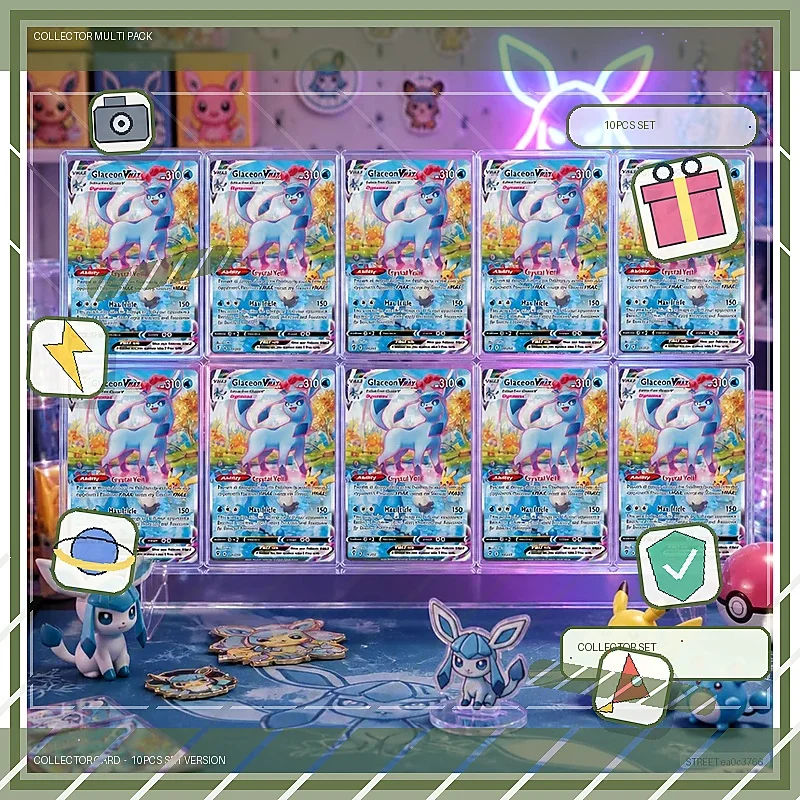 Glaceon VMAX 209/203 en DIY  Collection Cards Self Made Single Card Classic Game Anime Card Gift Toy 5PCS 10PCS Set