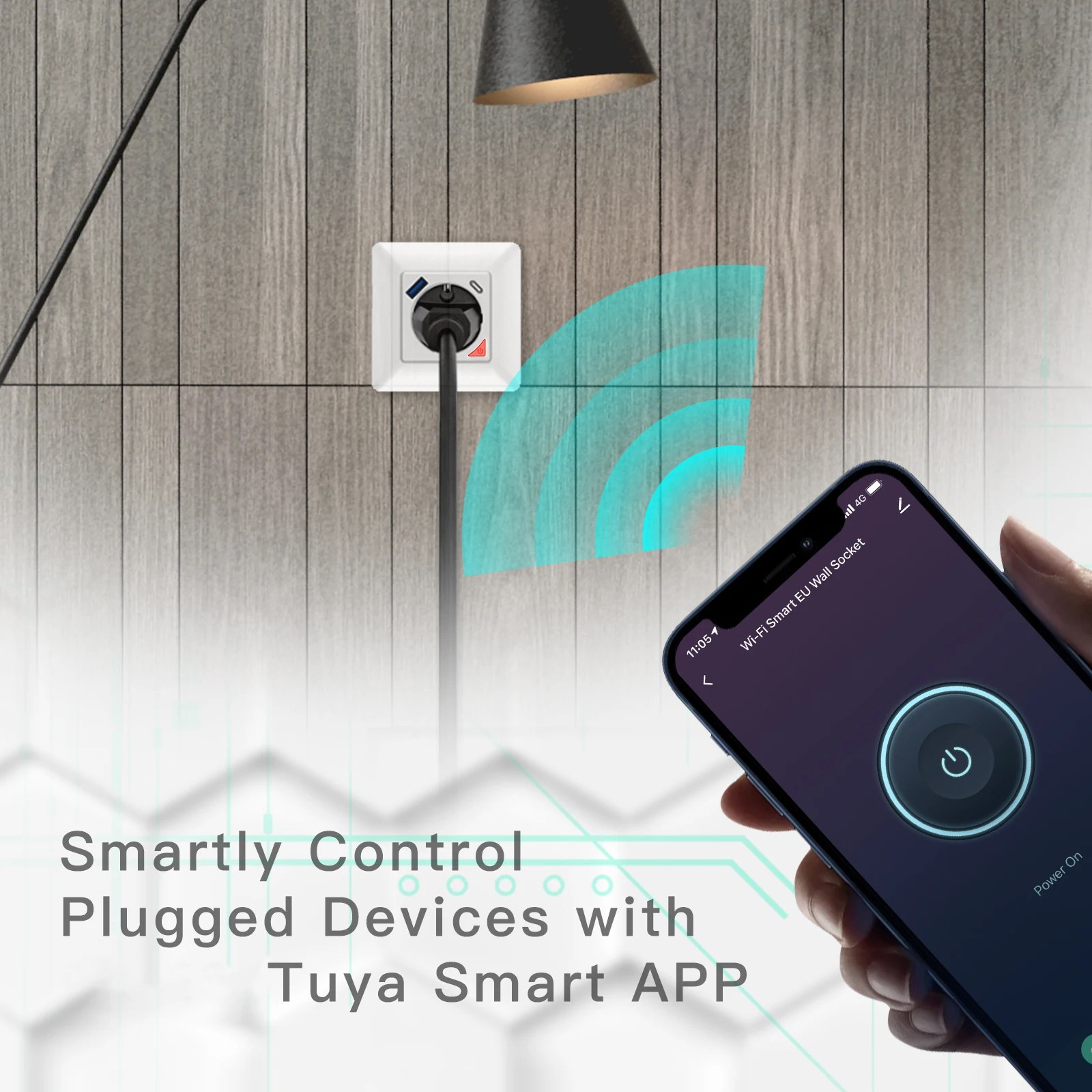 Stopkontak Pintar Dinding Tuya Smart Home EU 16A Gaya Modern dengan Port USB Tipe C yang Aman, Kontrol Suara Alexa, Stopkontak Wifi