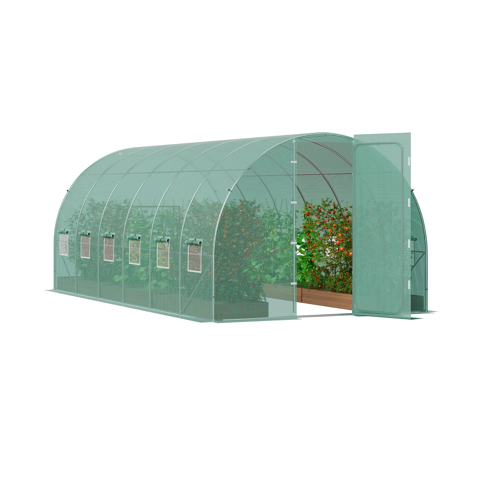 

Теплица-туннель SucceBuy с оцинкованным стальным каркасом и распашной дверью для использования на улице