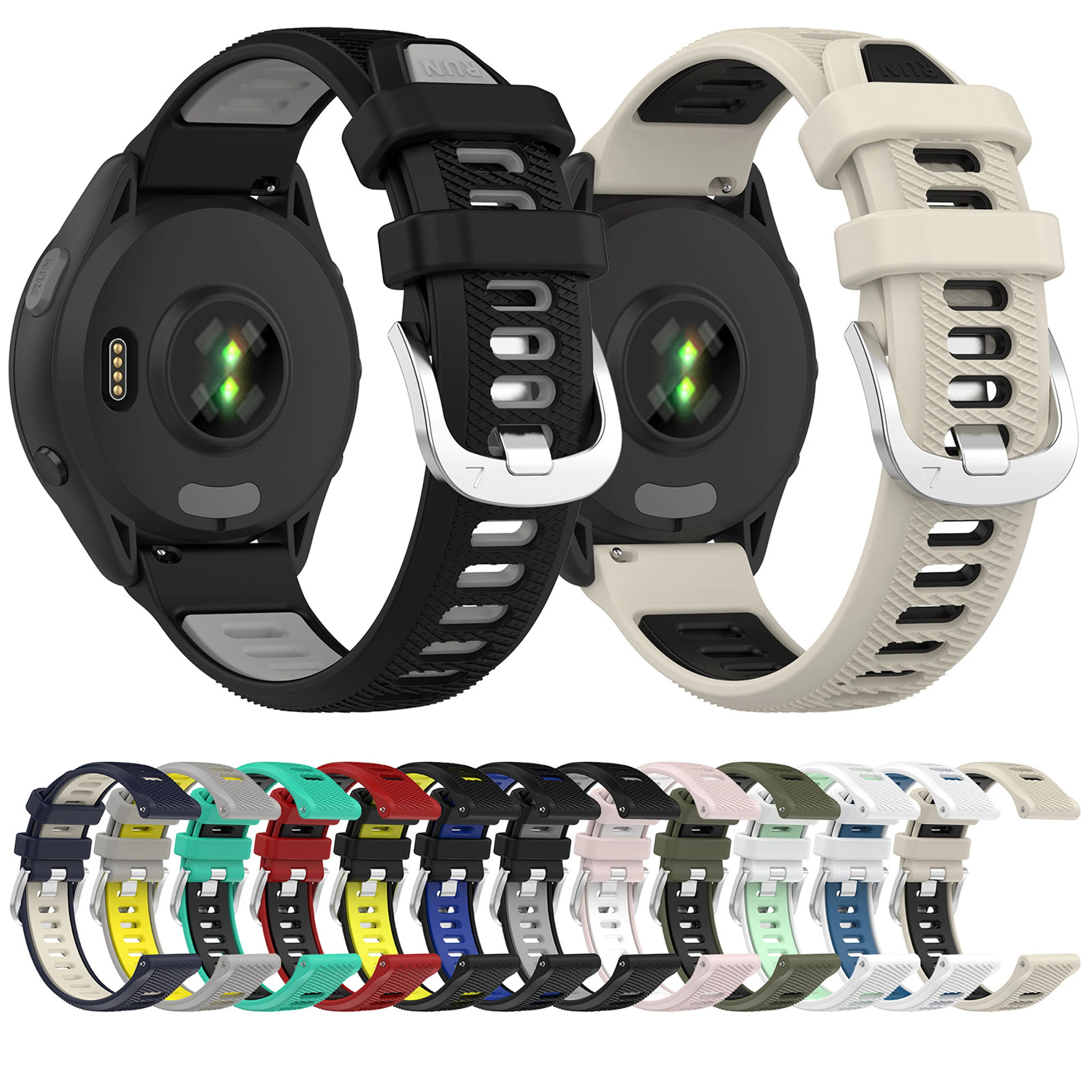 18 20 22 مللي متر سيليكون حزام ل Garmin Forerunner 265 255 265S 255S 245 165 745 الموسيقى Vivoactive 4 سوار ل Venu 3 2 Plus حزام #6