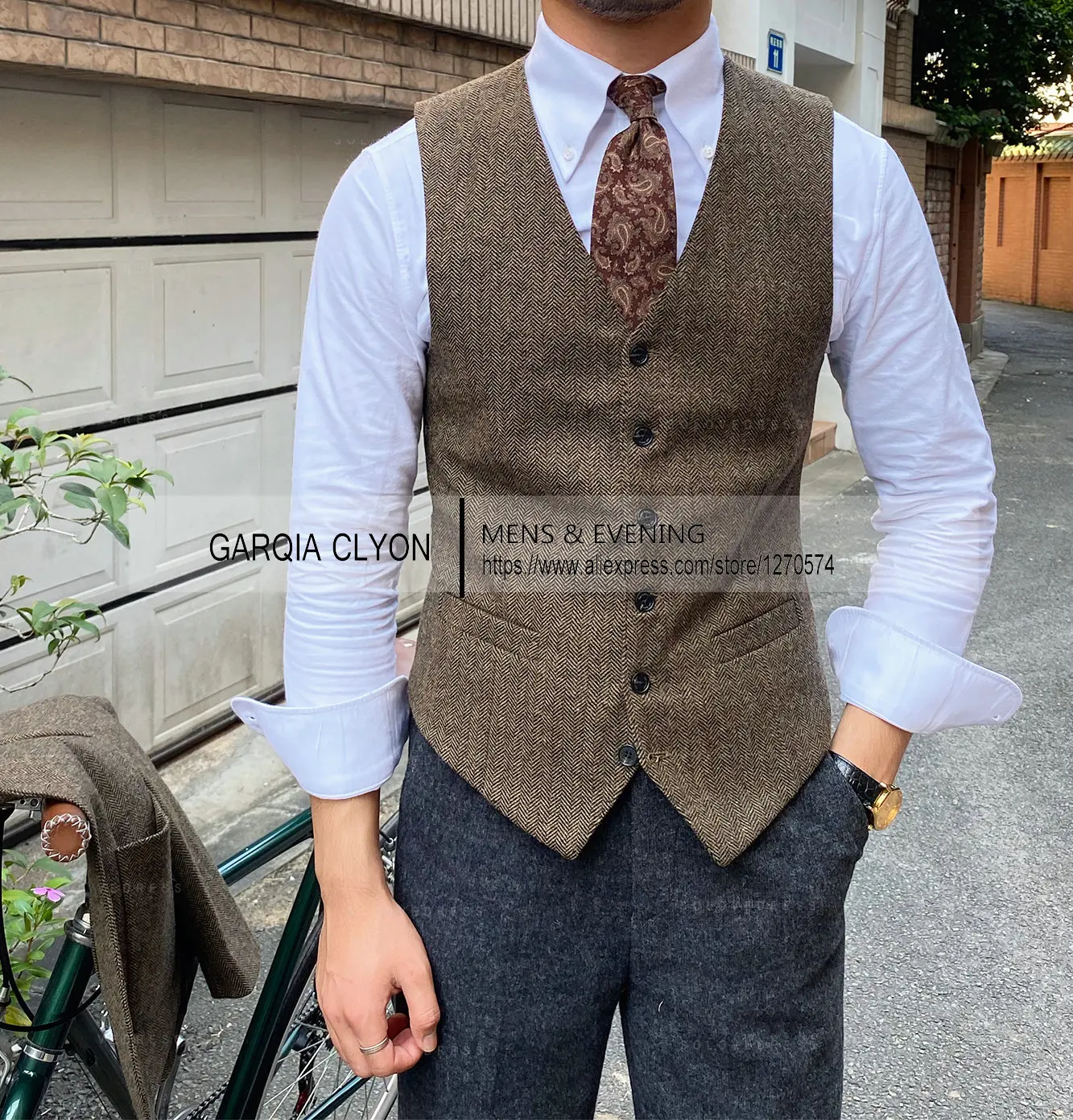 

Newest Men's Vest Slim Fit Herringbone V-neck Fashionable For Weddings Parties Beach