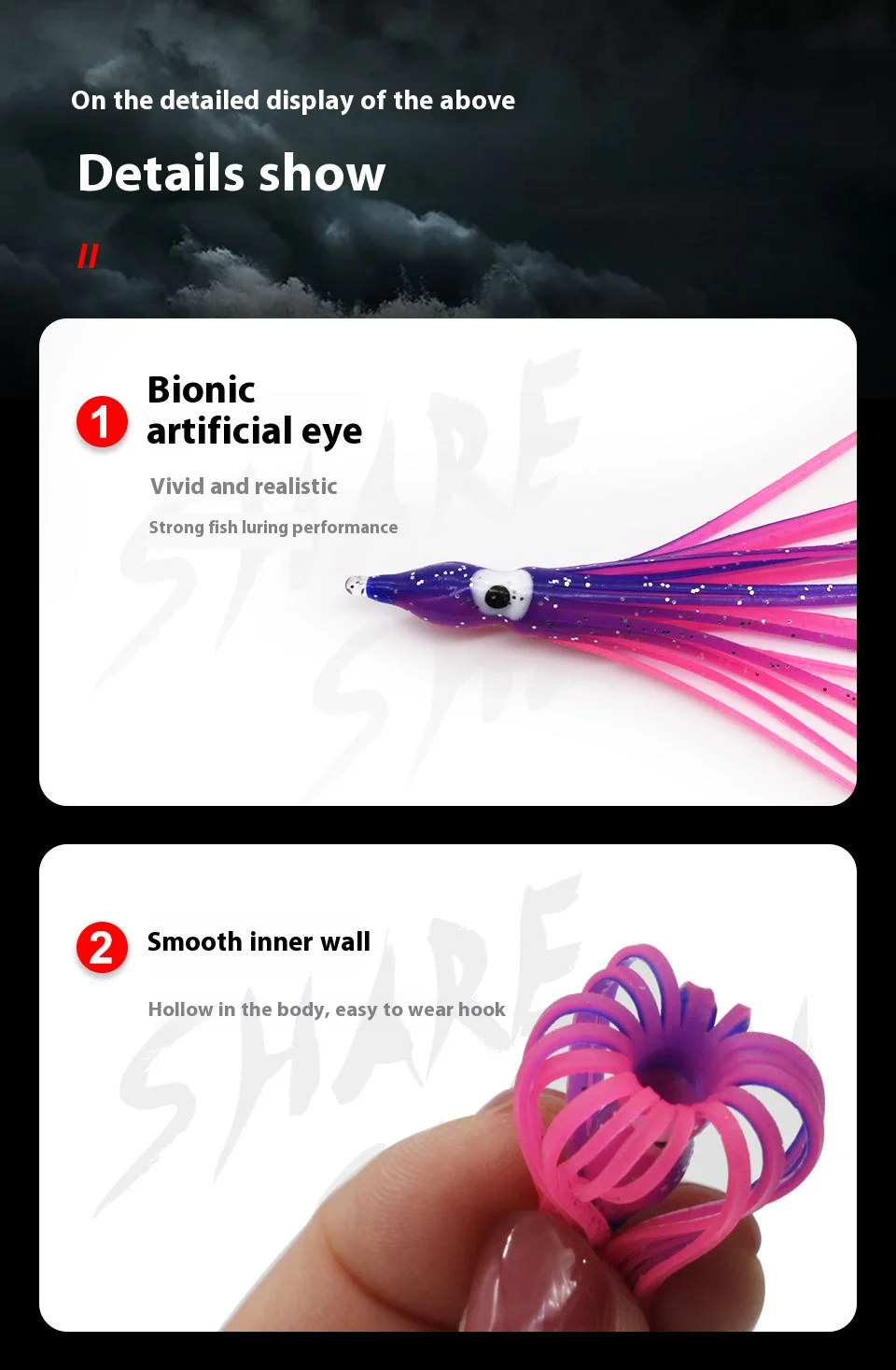 5 Teile/beutel 5-12 cm 20 Farben Glow Tintenfisch für Angeln Locken Weiche Gummi Octopus Tintenfisch Rock Köder meerwasser Künstliche Köder für Bass – Detail 6