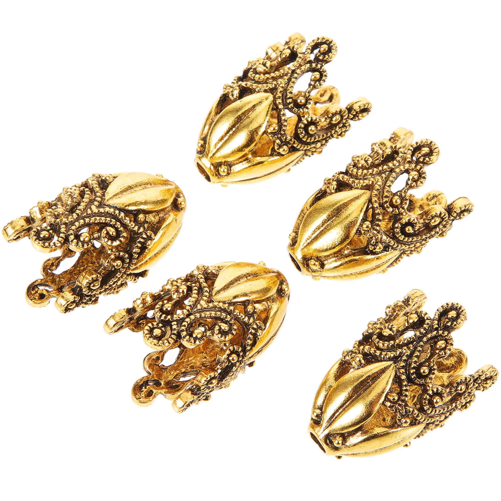 

5 Pcs Alloy Hat Tassel Jewelry End Caps Bead Findings for Necklace Making Metal Beads