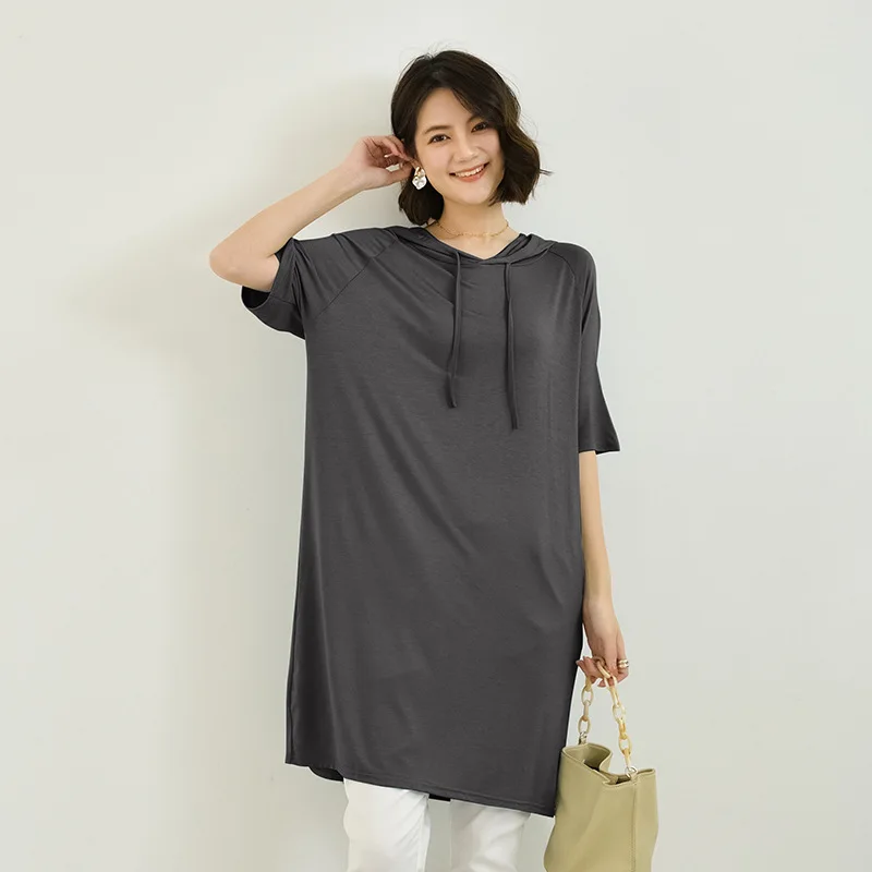 Fdfklak Loose Style Hooded Cotton Night Dress New Short Nightshirt Female Casual Nightgowns Women Large Size Nightwear Vestidos