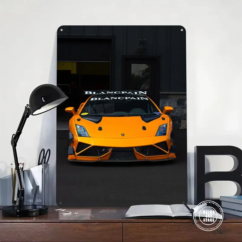 Sports Car Race Car Poster Customized Vintage Metal Signs Wall Art Retro Tin Plaque for Garage Coffee Bar Accessories Man Cave