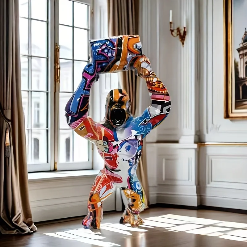 

1 шт. Креативная скульптура обезьяны орангутанга в скандинавском стиле, декоративная статуэтка из смолы, украшение для дома и комнаты, декор для тематических вечеринок