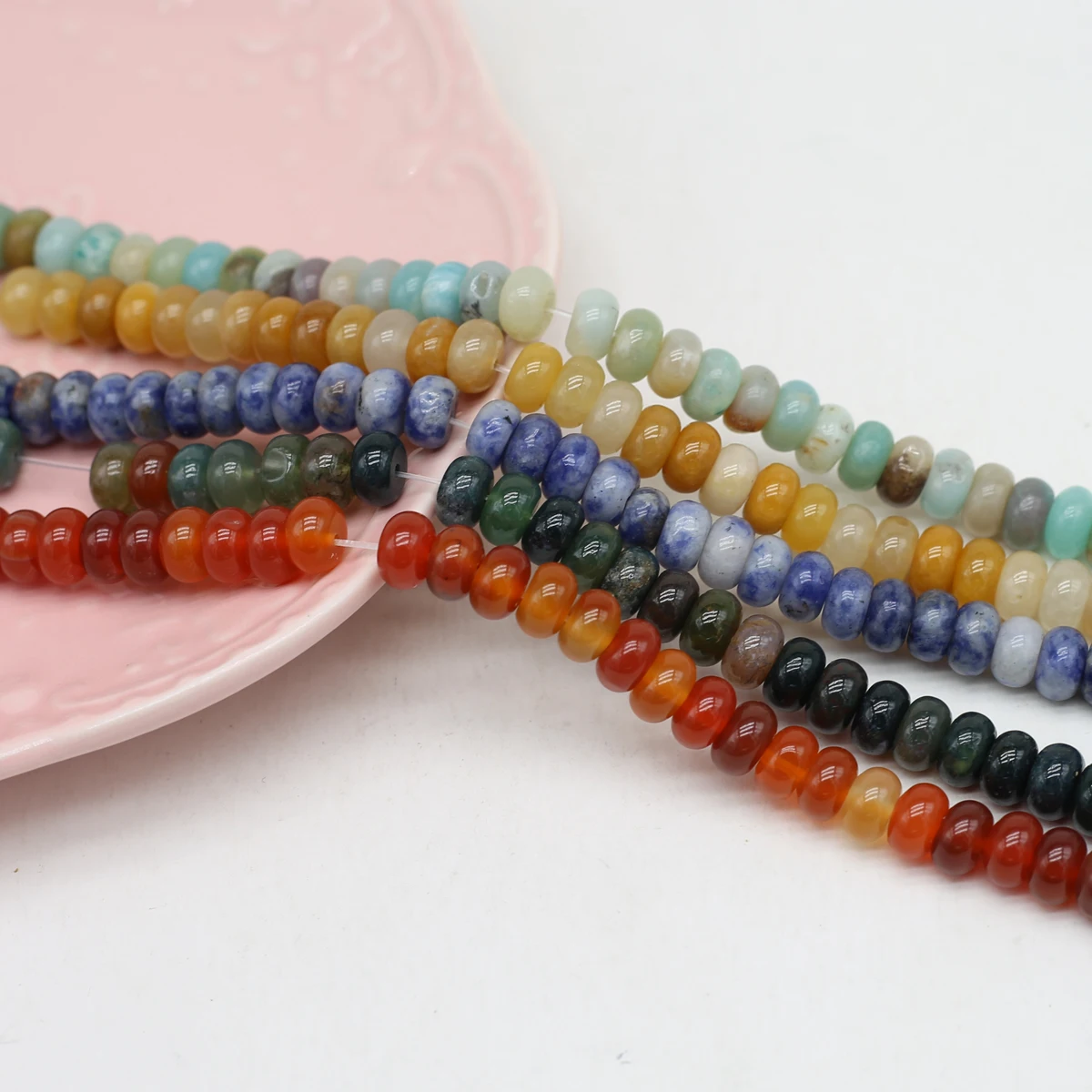 

Natural Gem Stone Crystal Beaded Abacus Shape Loose Beads Labradorite Grey Agate for Jewelry Making DIY Crafts Bracelet Earrings