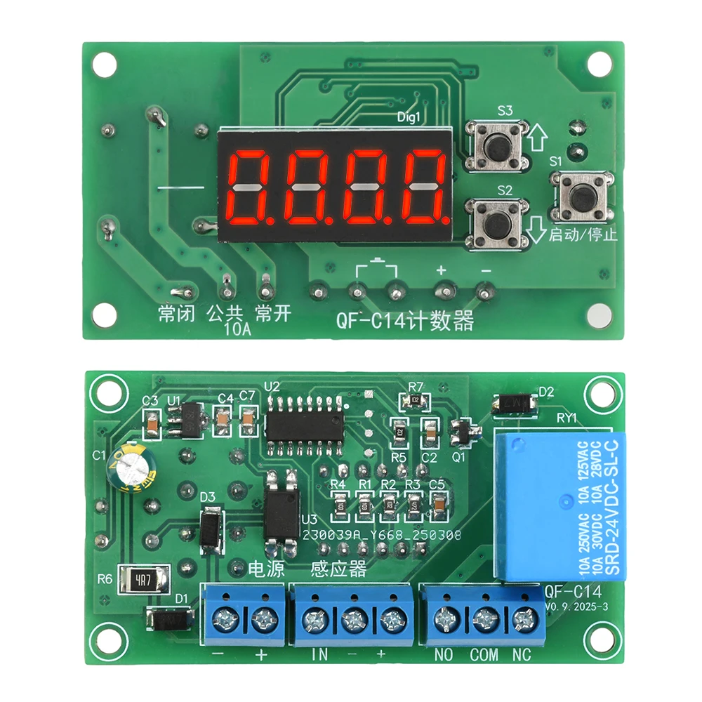 4-stelliges digitales Zählermodul mit Relaisausgang, Prozesszähler-Controller mit Zählfunktion 0-9999 (Auf-/Abzählen) für DC 12V/24V – Detail 3
