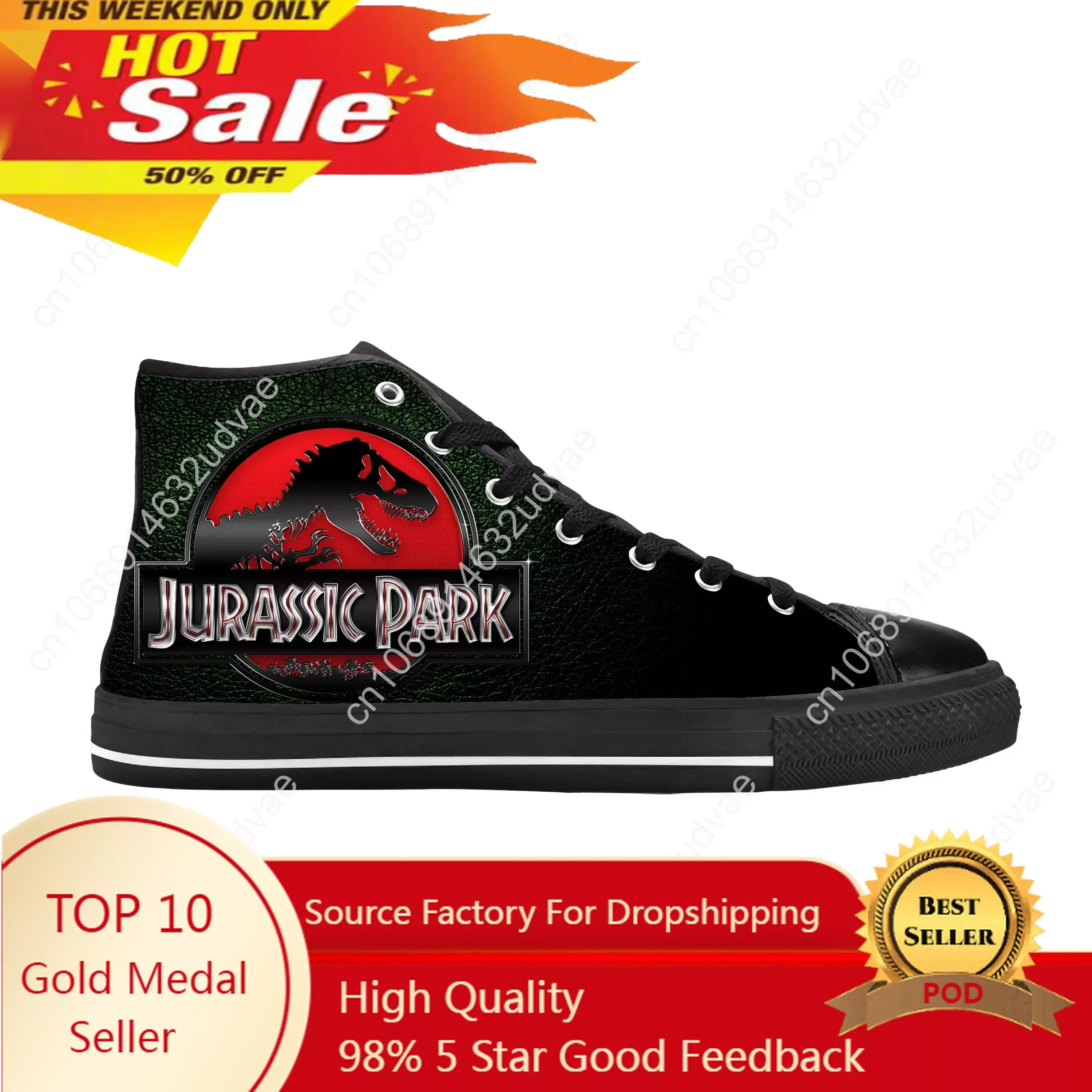 

Jurassic Park World Dinosaur Anime Cartoon Manga Casual Cloth Shoes High Top Comfortable Breathable 3D Print Men Women Sneakers