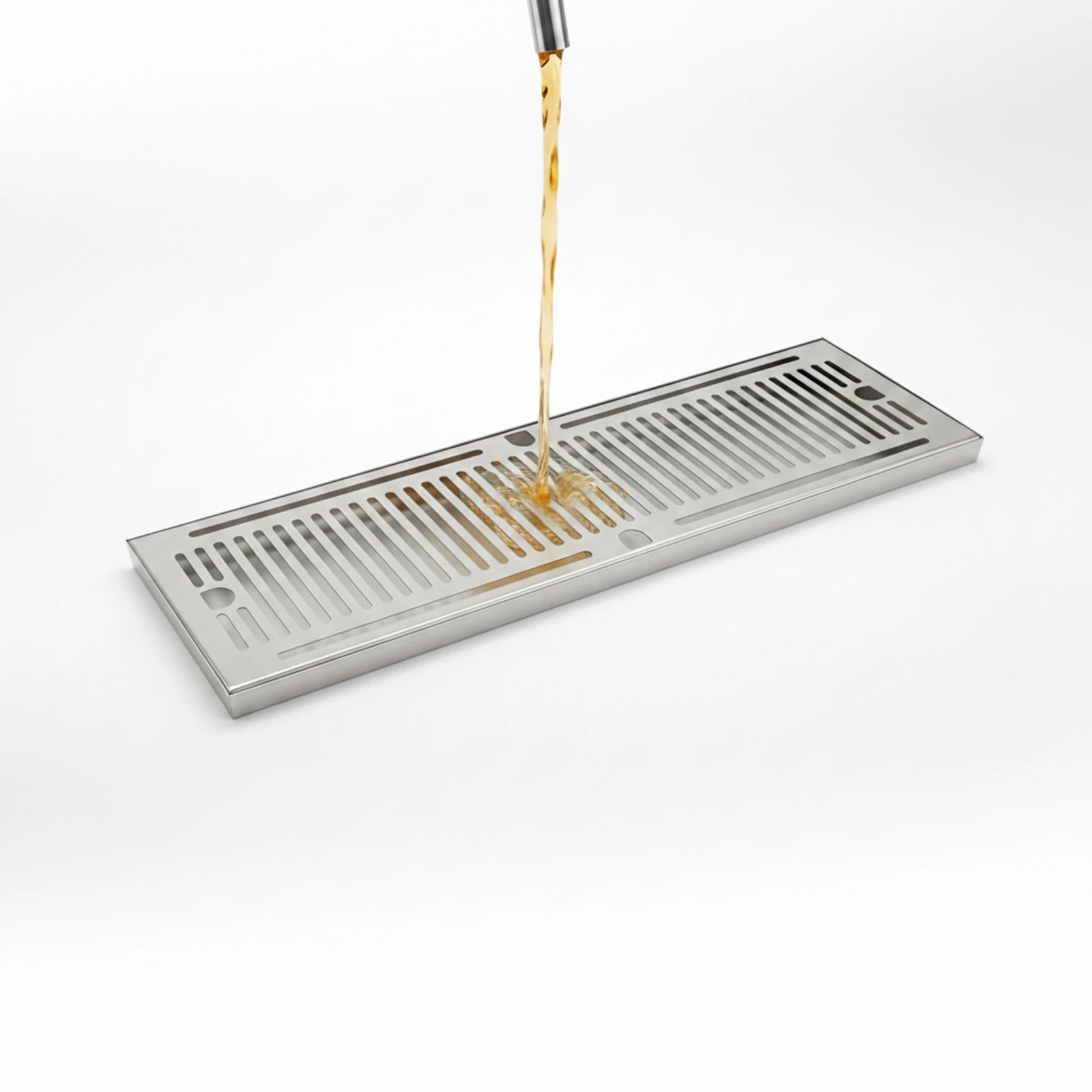 Beer Spill Tray Polished Finish Stainless Steel Spill Tray Rectangular Sleek for Homebrewers, Home Bar, Kegerator