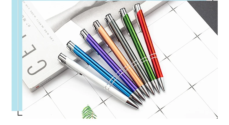 50Pcs/Lot Ballpoint Pen Black Blue Ink School Office Student Pen Free Customized Logo Name Text