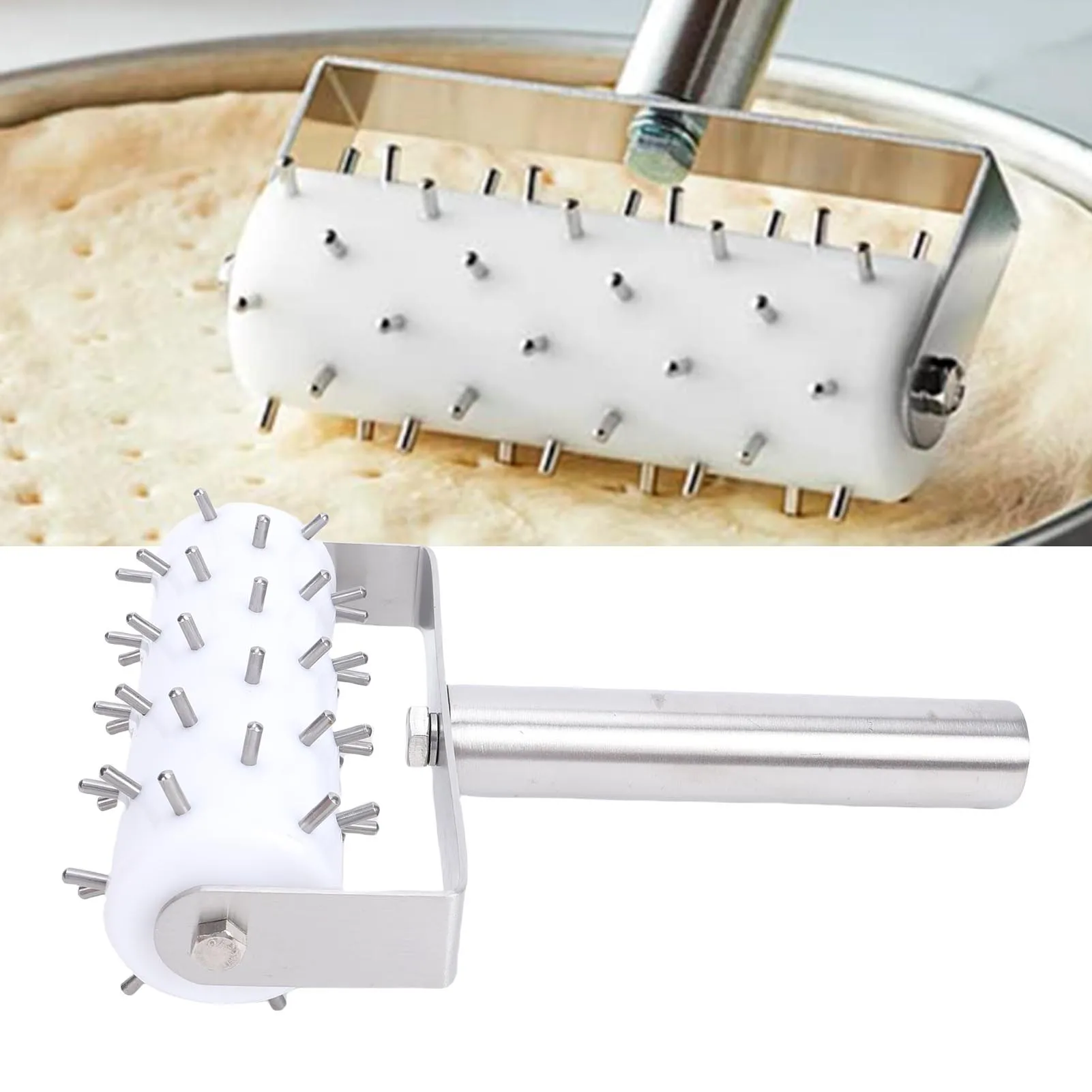 بيتزا عجينة دوكر الفولاذ المقاوم للصدأ المعجنات العجين صانع ثقب البيتزا الأسطوانة مع المسامير لمفرقعات فطيرة الخبز محلية الصنع