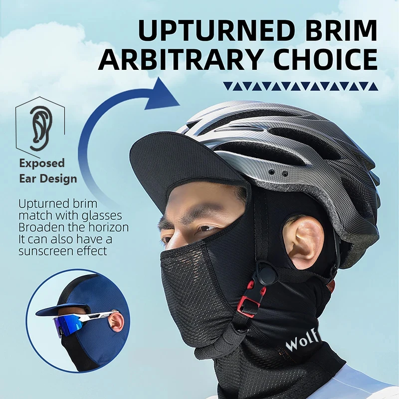 WOLFILIST 1PC Full Face Sun Protection Mask Summer Ice Silk Comfortable Face Balaclava For Hiking, Cycling, Hunting, Fishing
