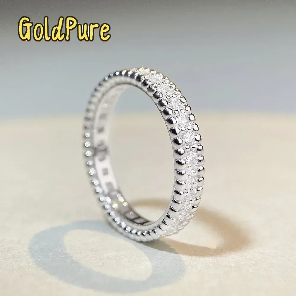 

Goldpure Luxury Women's Ring in PT950 Solid Platinum White Gold, Boasting a Full Diamond Design