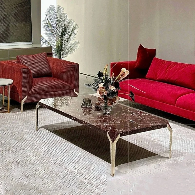 

high-end art marble edge table light luxury mansion living room home