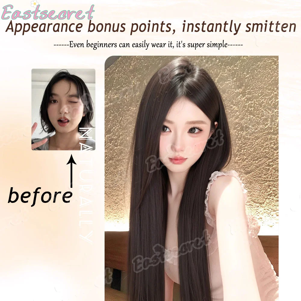 Autumn wig for women Brown black layered Medium length straight hair Heat-resistant Suitable for holiday use