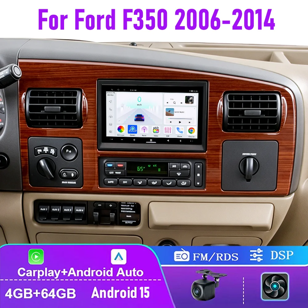 

7" 4+64GB For Ford F350 F-350 2006-2014 Car Radio Wireless CarPlay Android 15 Auto Head Unit GPS Google Map Plug & Play
