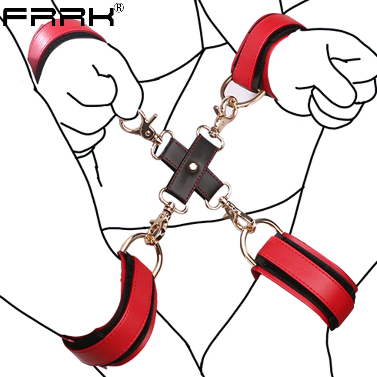 FRRK BDSM بو الجلود عبودية والعتاد الجنس تكبيل للرجال ، الكفة ضبط النفس الكاحل للزوجين مثلي الجنس ، جهاز العفة الذكور المثيرة الكبار