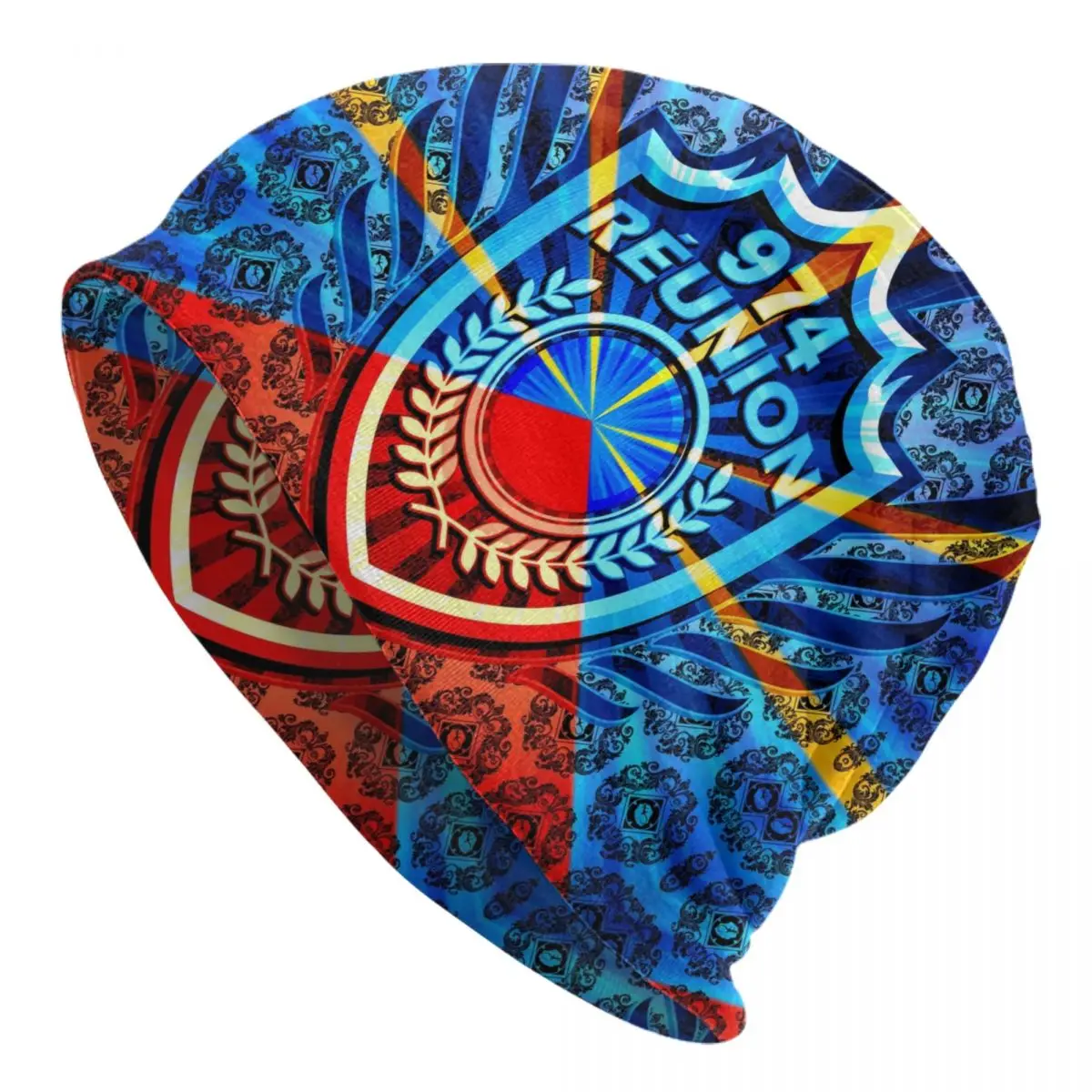 974 Reunion Island Skullies Beanies Caps For Men Women Unisex Hip Hop Winter Warm Knit Hat Adult Maveli Coat of Arms Bonnet Hats