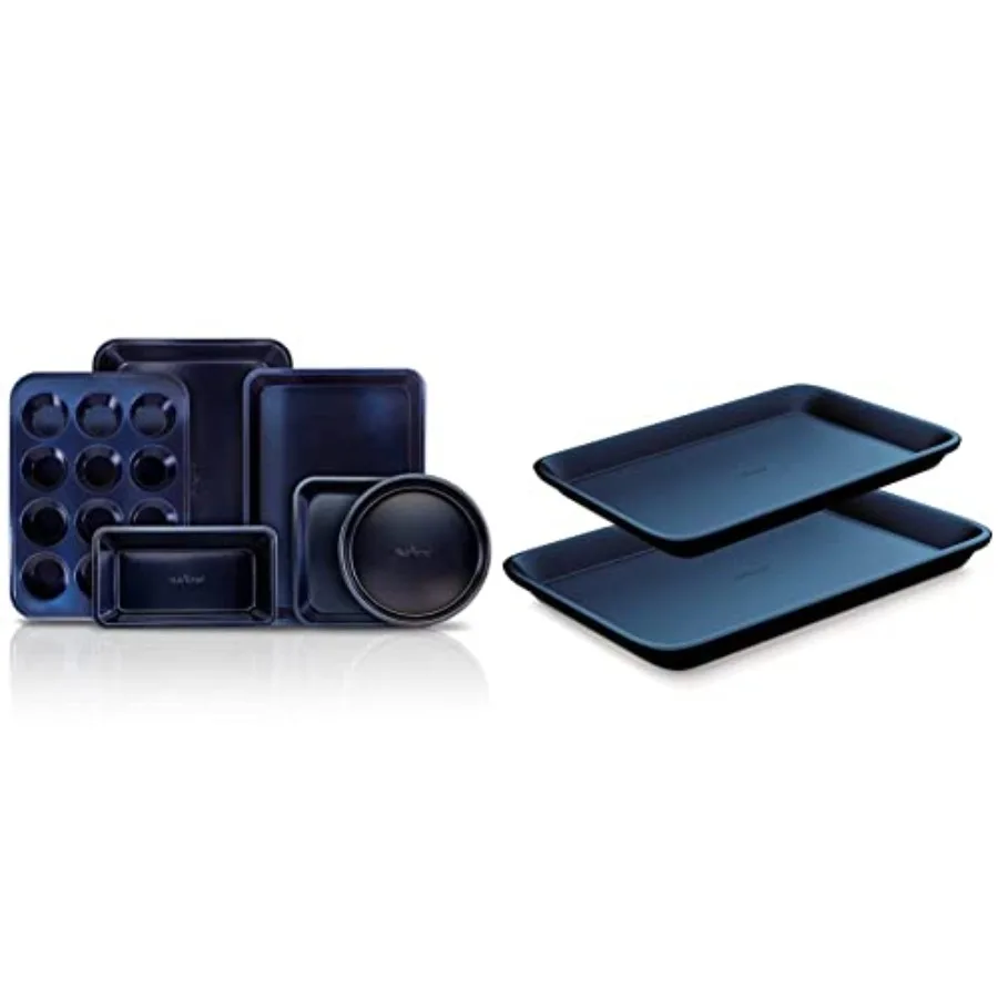 

Антипригарные формы для выпечки в духовке - из углеродистой стали с синим алмазным покрытием внутри и снаружи - NCBK6TRB и противень для печенья