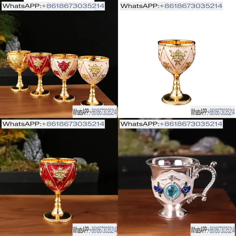 Wine Glass for European High-End One or Two Cups Creative Metal Baijiu Glass Retro Household Glass