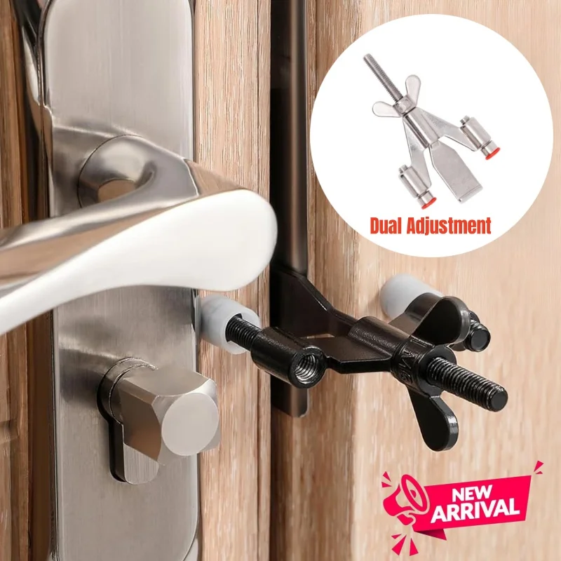 Stainless Steel Portable Door Lock Dual Nut Adjustment Travel Hotel Lock Anti-Theft Door Stopper Privacy Door Lock for Any Doors