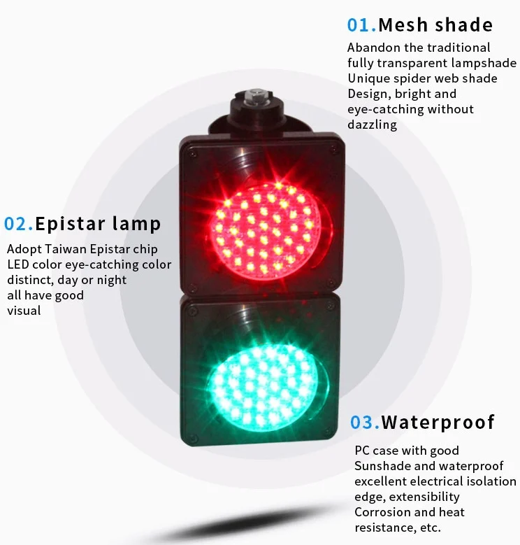 Plastic Lens 100mm DC 12V 24V AC 110V 220V 230V Red Green Traffic Signal Light