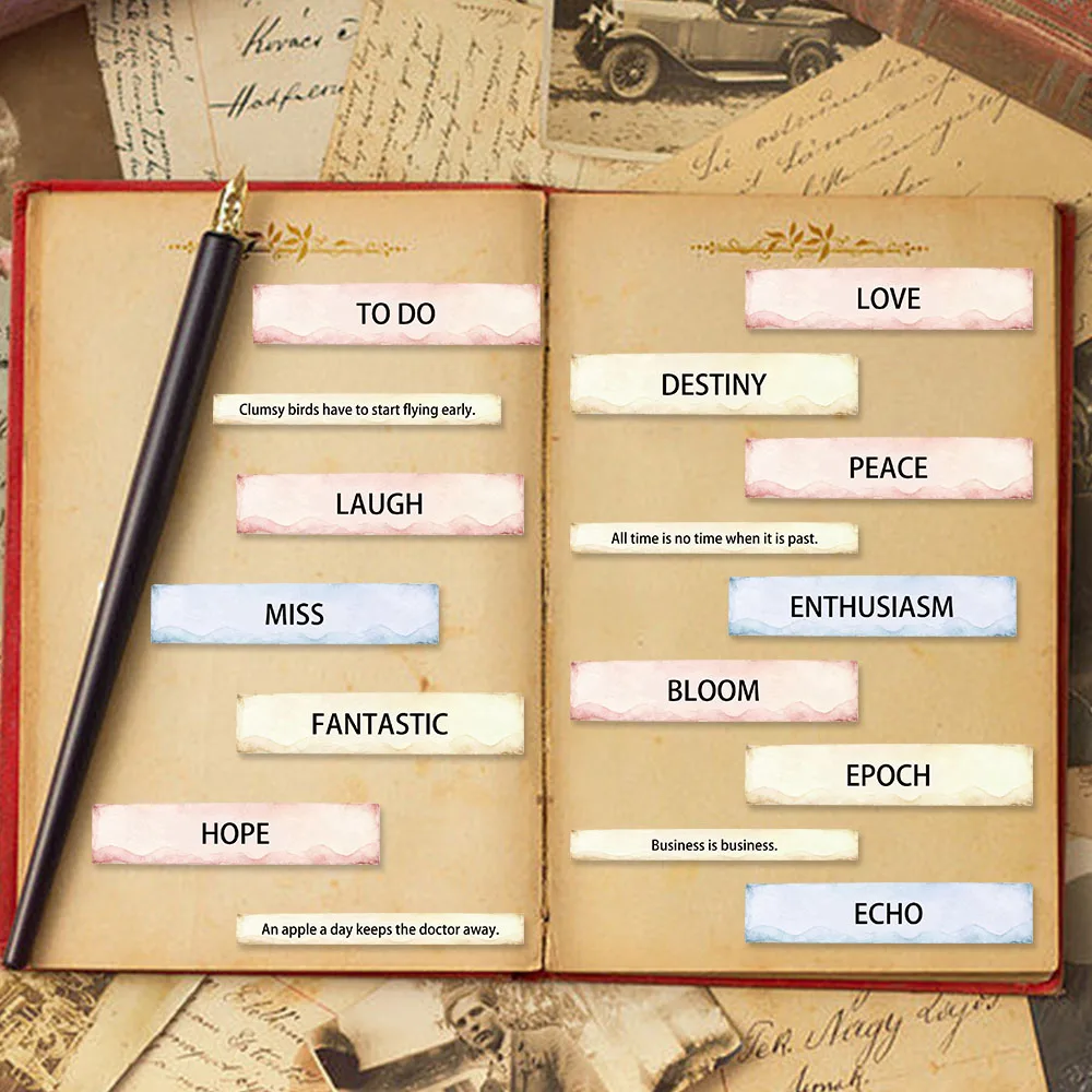 50pcs Retro Diary Word Sticker Creative Minimalism Decal For Diary Fridge Laptop Backpack Envelope Label Magazine Decal Sticker