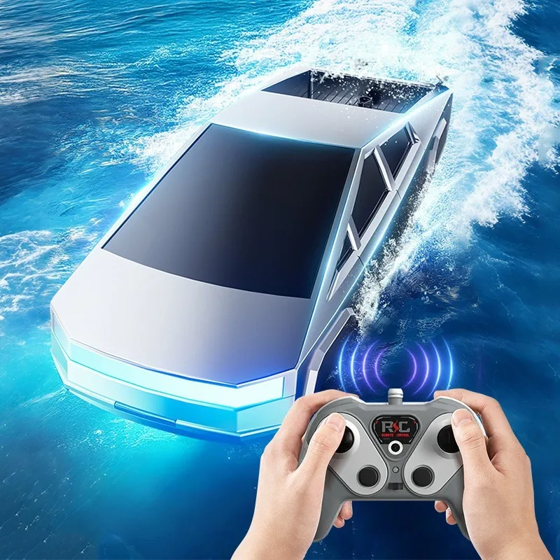 New 2.4G Double Paddle High Speed Boat Light Competition Drift Rowing Model Children's Remote Control Boat Toy