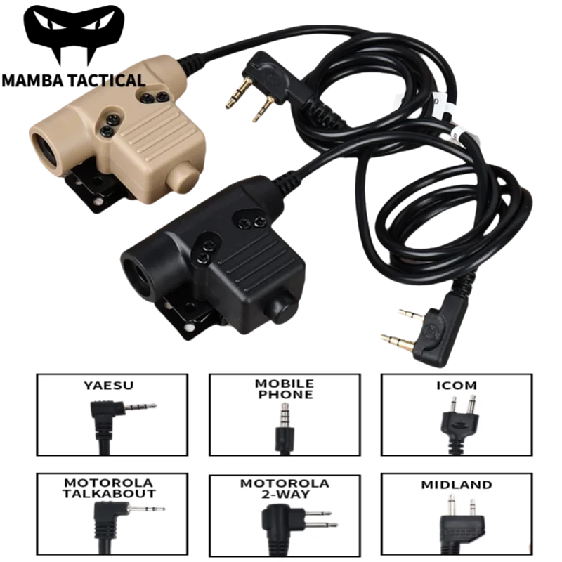 

Tactical Headphone U94 PPT Cable Push To Talk Civilian Adapter Microphone Earpiece Tactical Headset For Kenwood Baofeng UV-5R