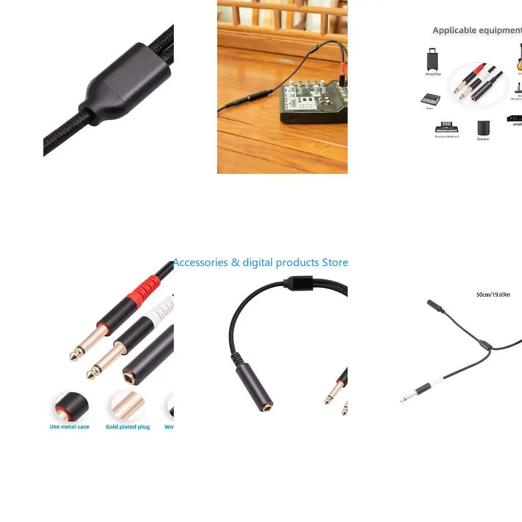 77JD 6.35mm 1/4' Male to 1/4' Female Stereo Electric Instrument Part Accessories