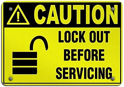 Outdoor Decor Aluminum Sign 8X12 Lock Out Before Servicing Style 2 Hazard Label,Metal Sign Retro Tin Plaque Holiday Aluminum Wal