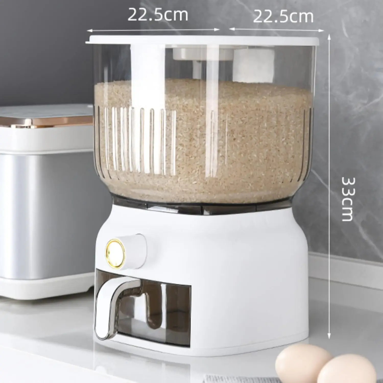 22-25 Lbs Rice Dispenser,Large Sealed Grain  Container with Rice Cup Food Dispenser Kitchen Organizer for Rice,Beans,Grains,Cere